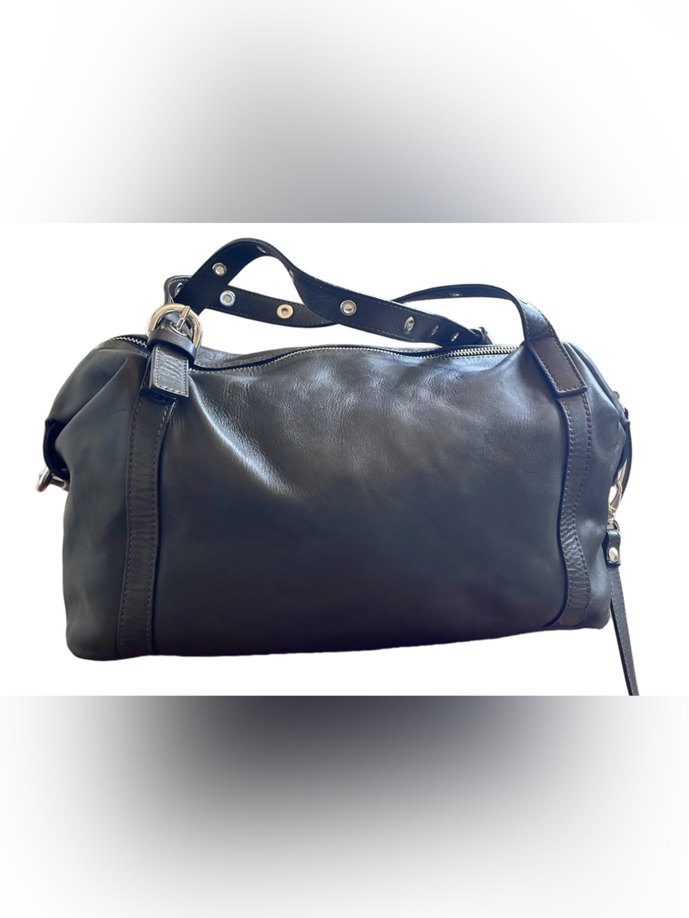 A. Bellucci- Dark Green Leather Bag with removable crossbody strap - Picture 6 of 10